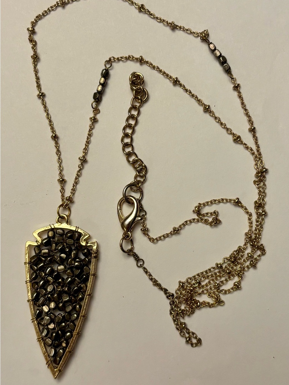 Gold and Hematite Arrowhead Pendant Necklace - Women's Fashion Jewelry